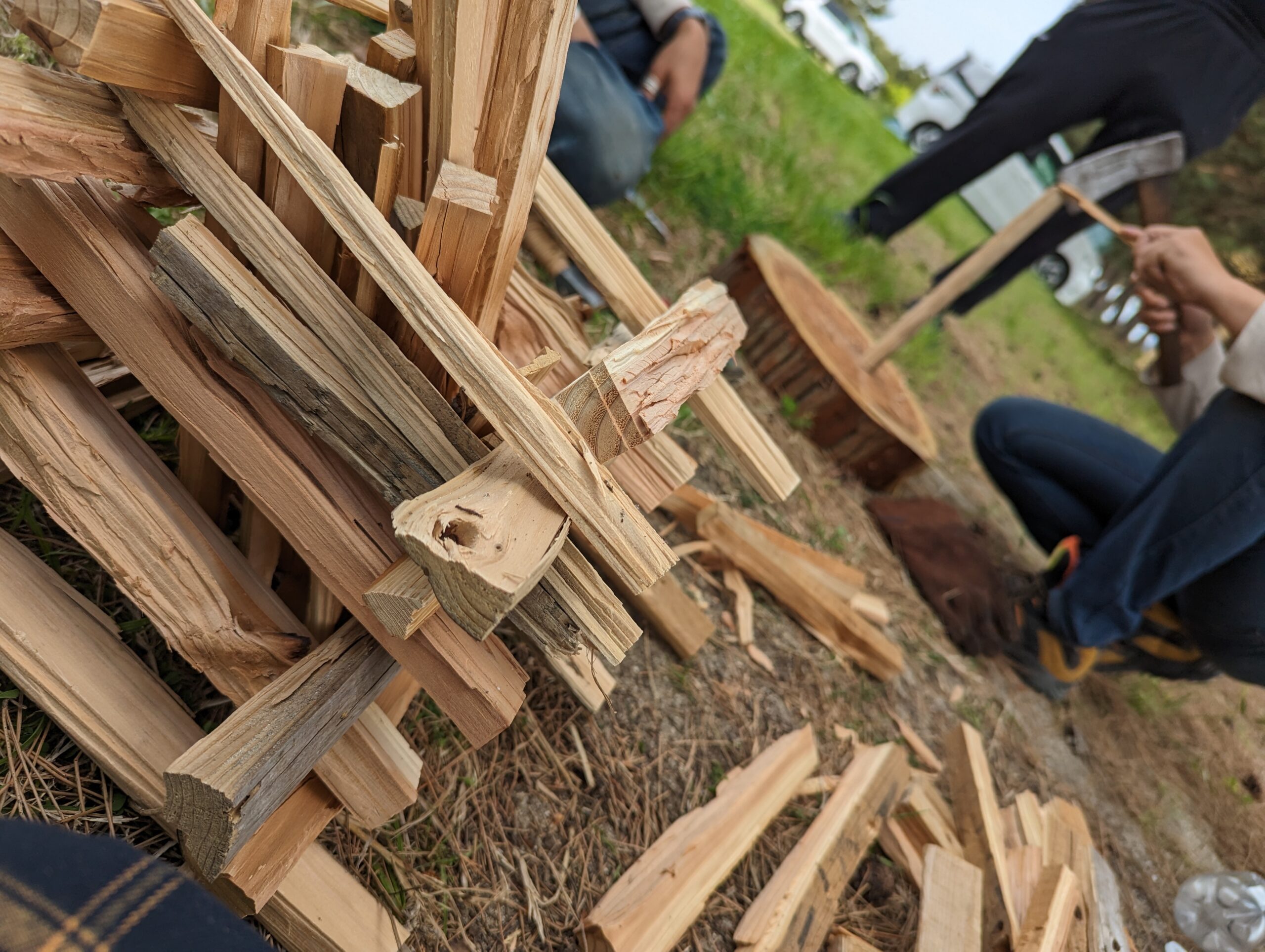 井桁型の薪の組み方