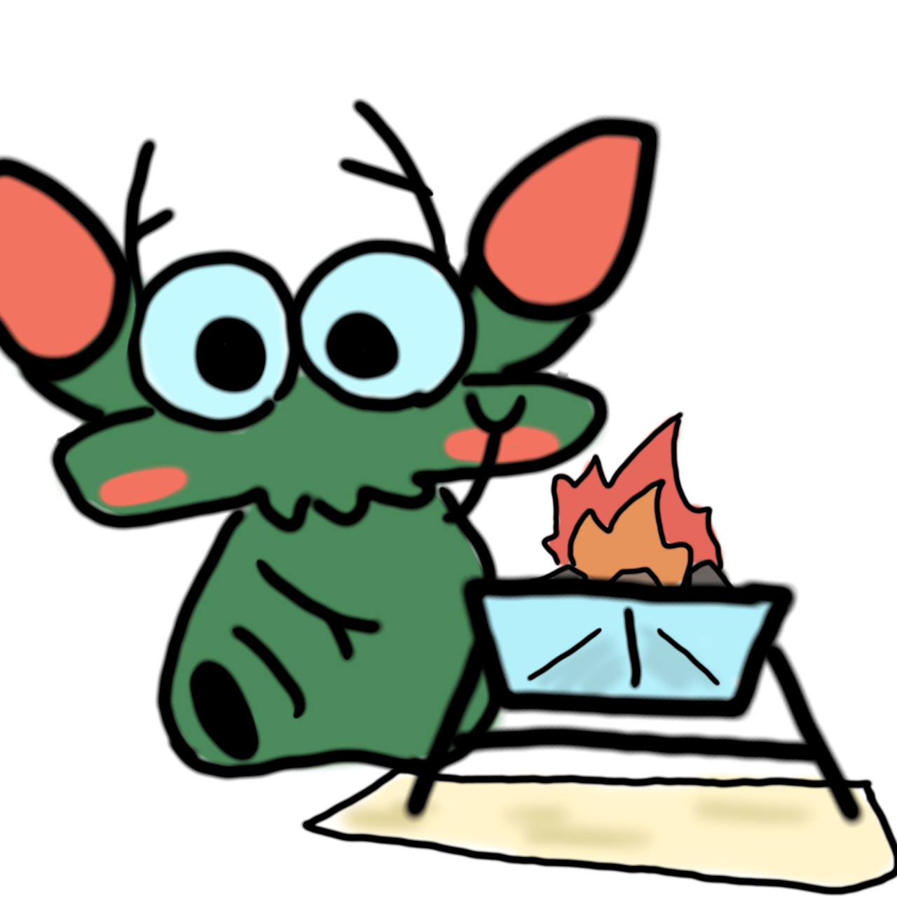 焚き火台とシートのイラスト