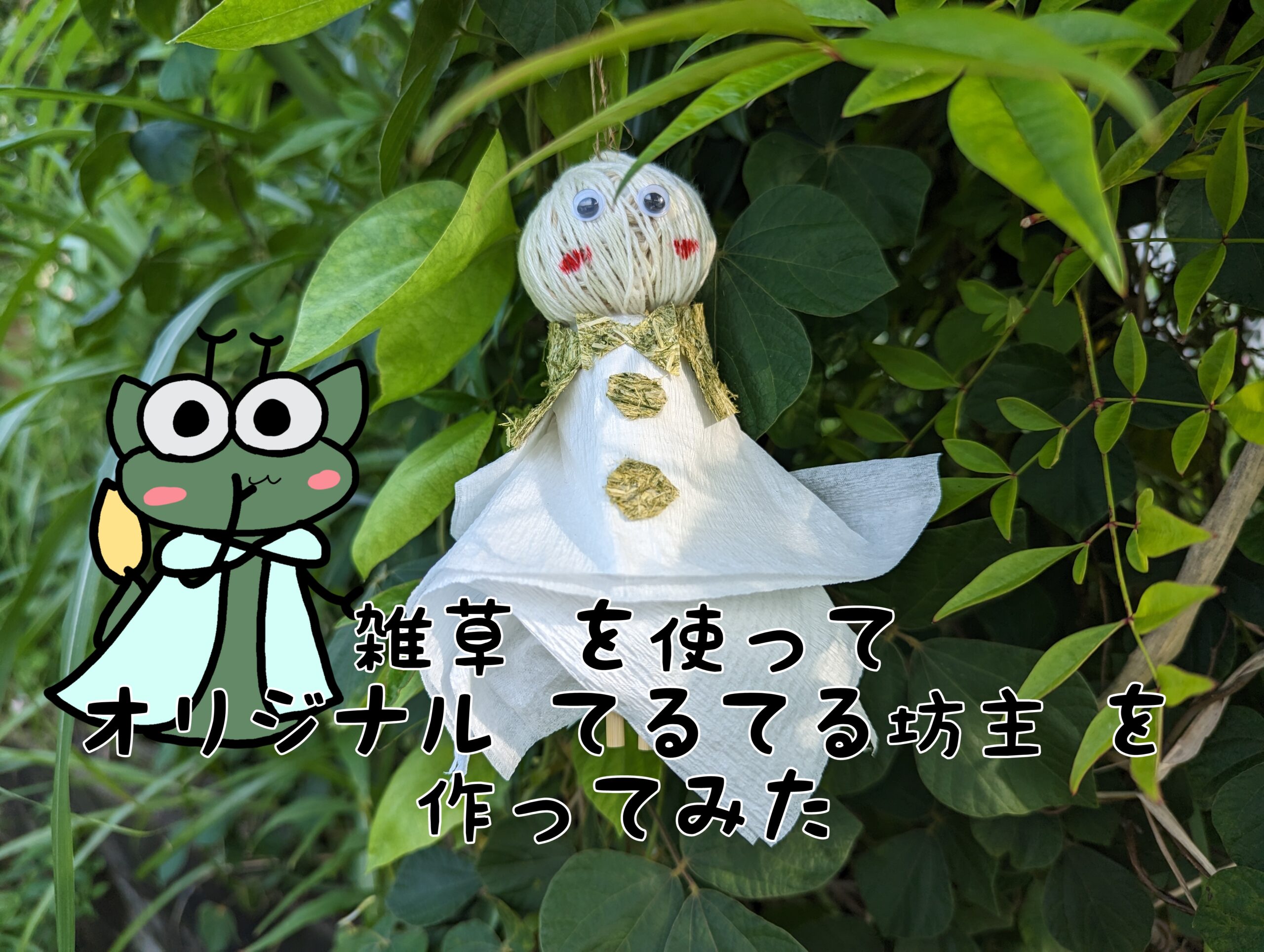 てるてる坊主 を雑草の力を借りて作ってみたら思った以上にかわいくできた件