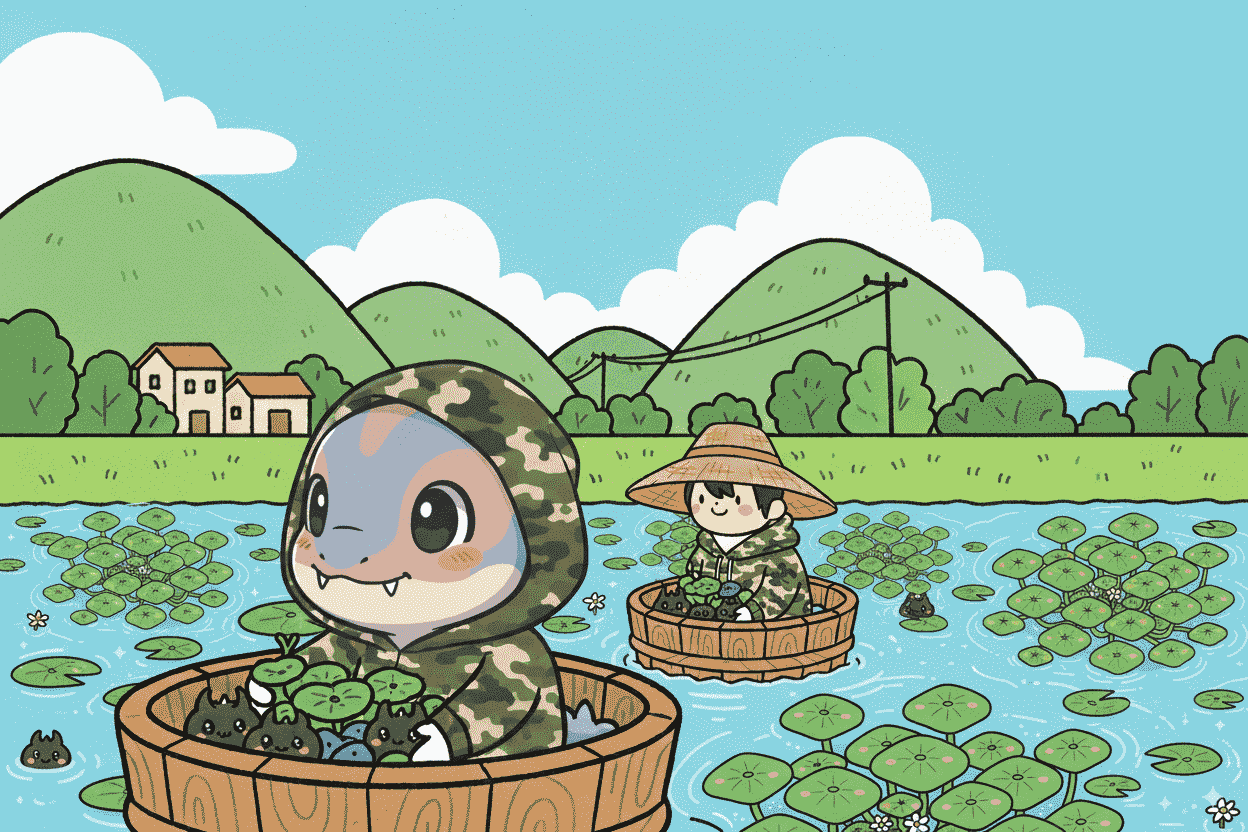 菱の実の収穫