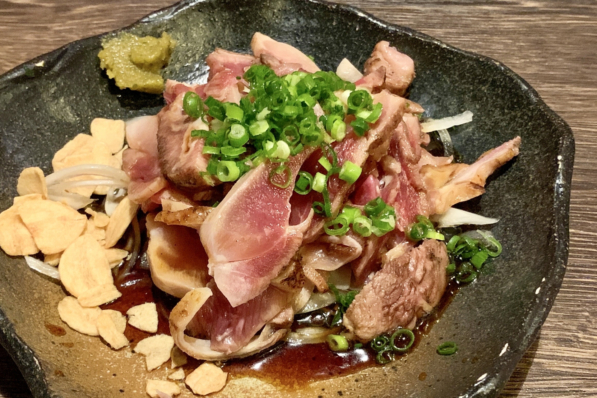 鳥刺しと柚子胡椒