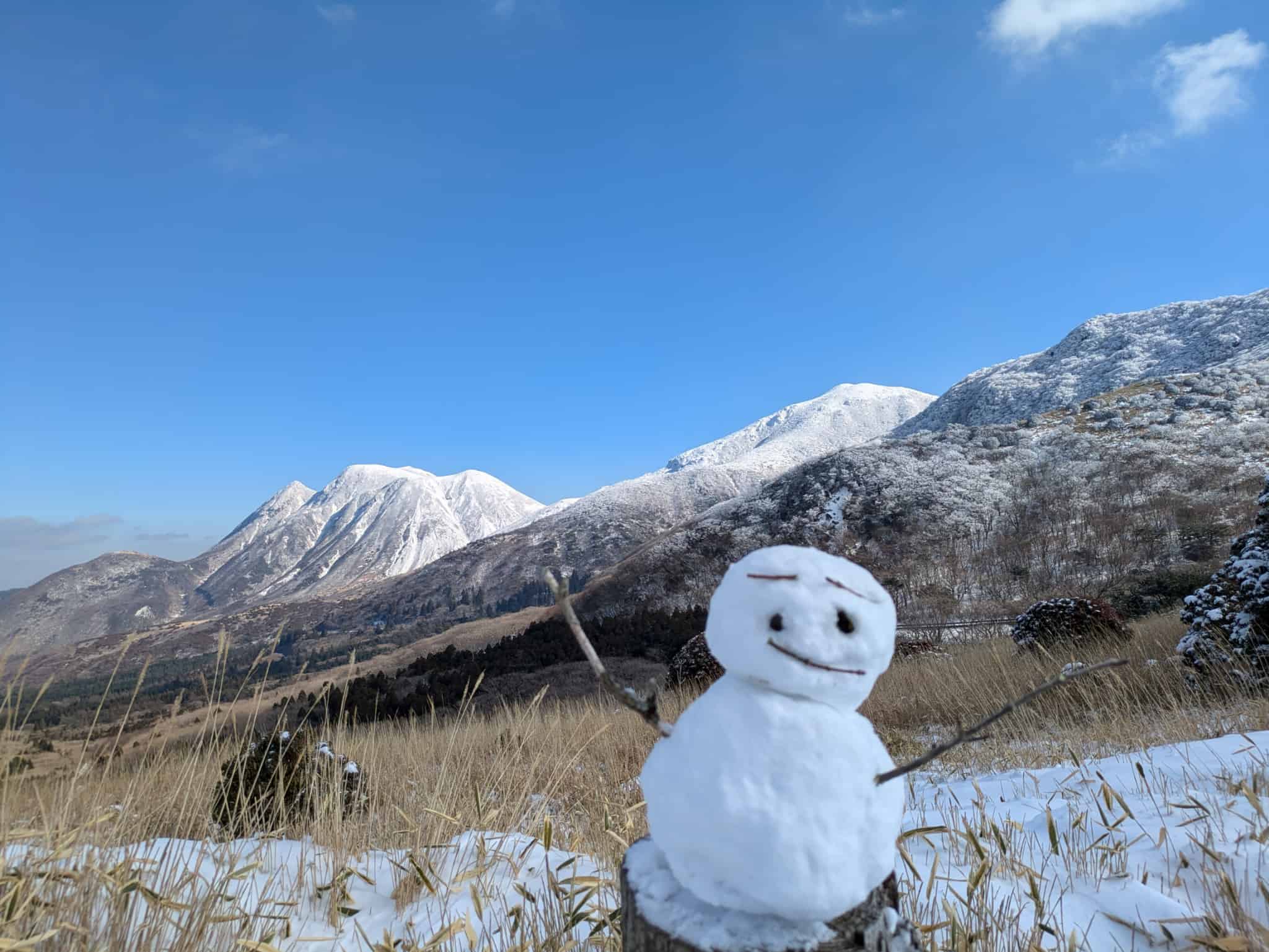 牧ノ戸峠の雪景色と樹氷