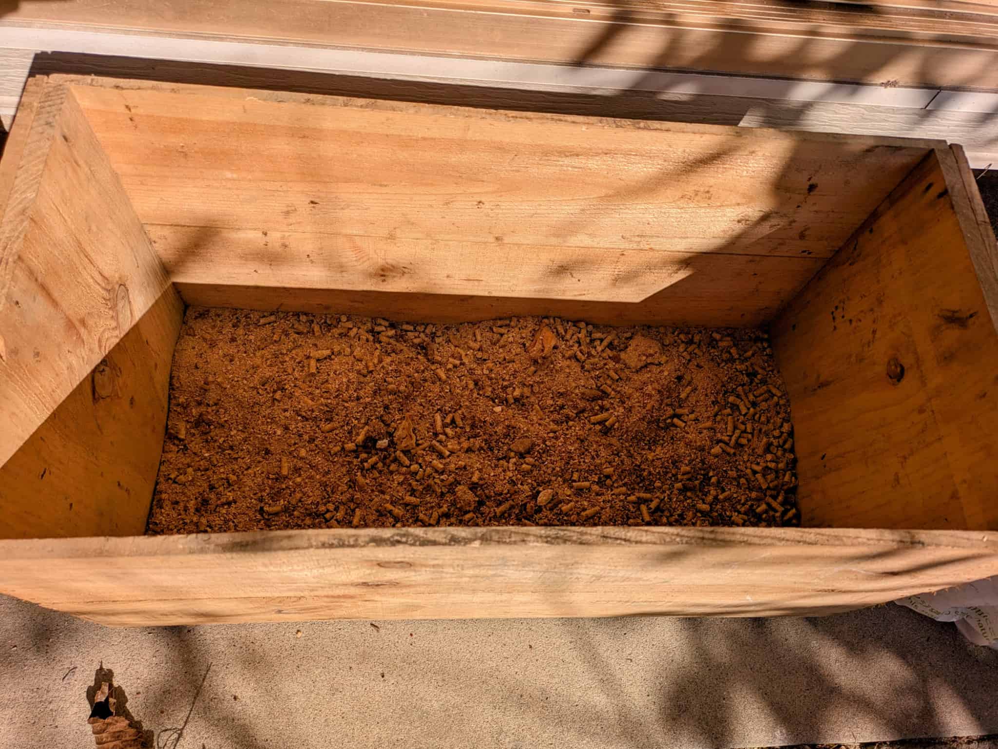 木箱に敷き詰められたリクガメの床材