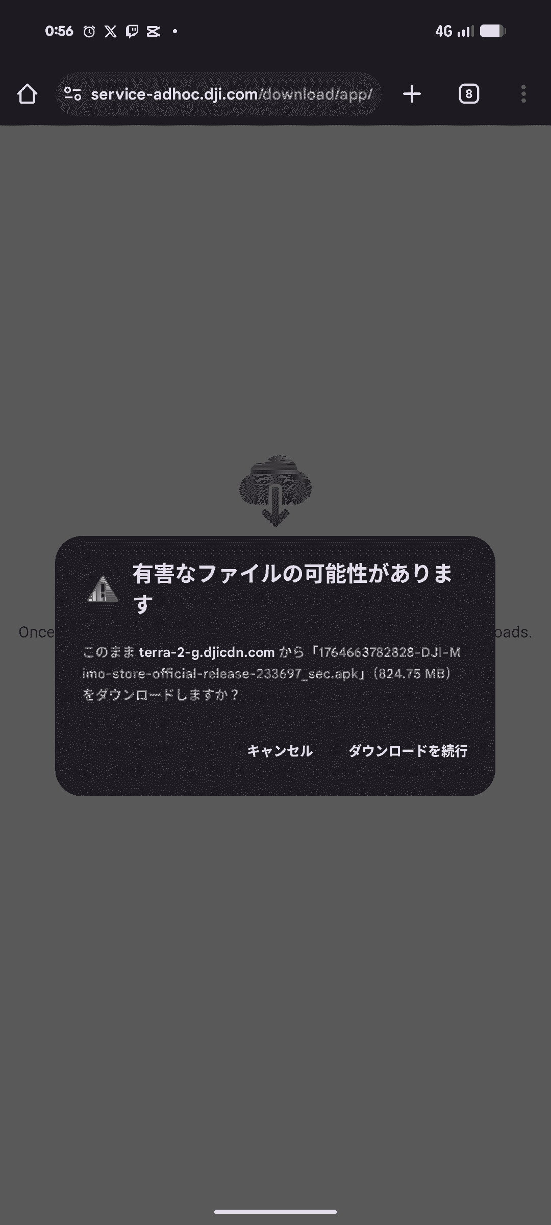 セキュリティ警告画面